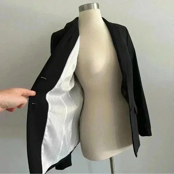 Banana Republic Long And Lean Blazer Wool Jacket Sz 8 Black - Picture 2 of 9